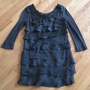 Charcoal gray ruffled dress